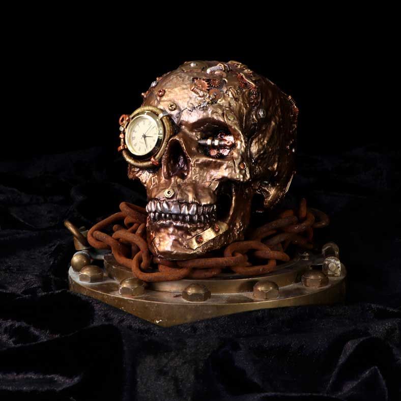 Nemesis Now Scrapped Bronze Steampunk Skull